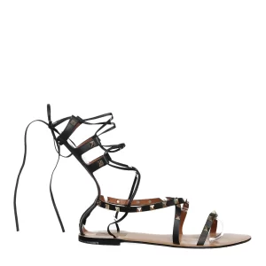 Rasteira Valentino Garavani Gladiadora Couro Preto