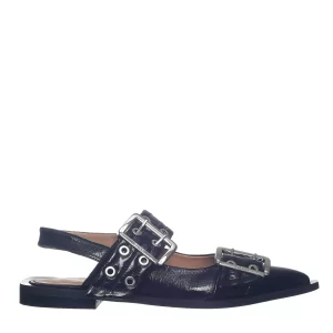 Sapatilha Ganni Wide Welt com Fivela Preta