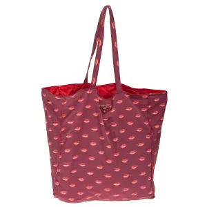 Bolsa Prada Tote Nylon Estampa Boca Vermelha