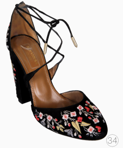 Sandália Aquazzura Floral Preto