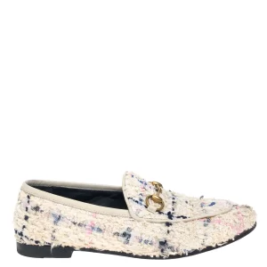 Mocassim Gucci Horsebit Tweed Branco