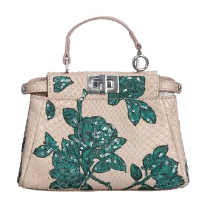 Bolsa Fendi Peekaboo Mini Couro Exótico Bordado
