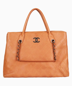 Bolsa Chanel Grained Vegetal Tote Caramelo