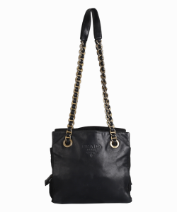 Bolsa Prada Nappa Chain Tote Preta