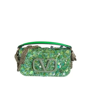 Bolsa Valentino Locò Verde Bordada Strass