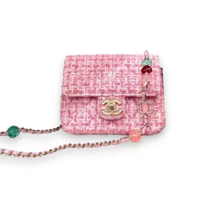 Bolsa Chanel Tweed Rosa mini