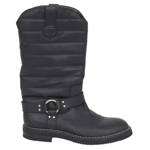 Bota Chanel Preta Tam 38 Br