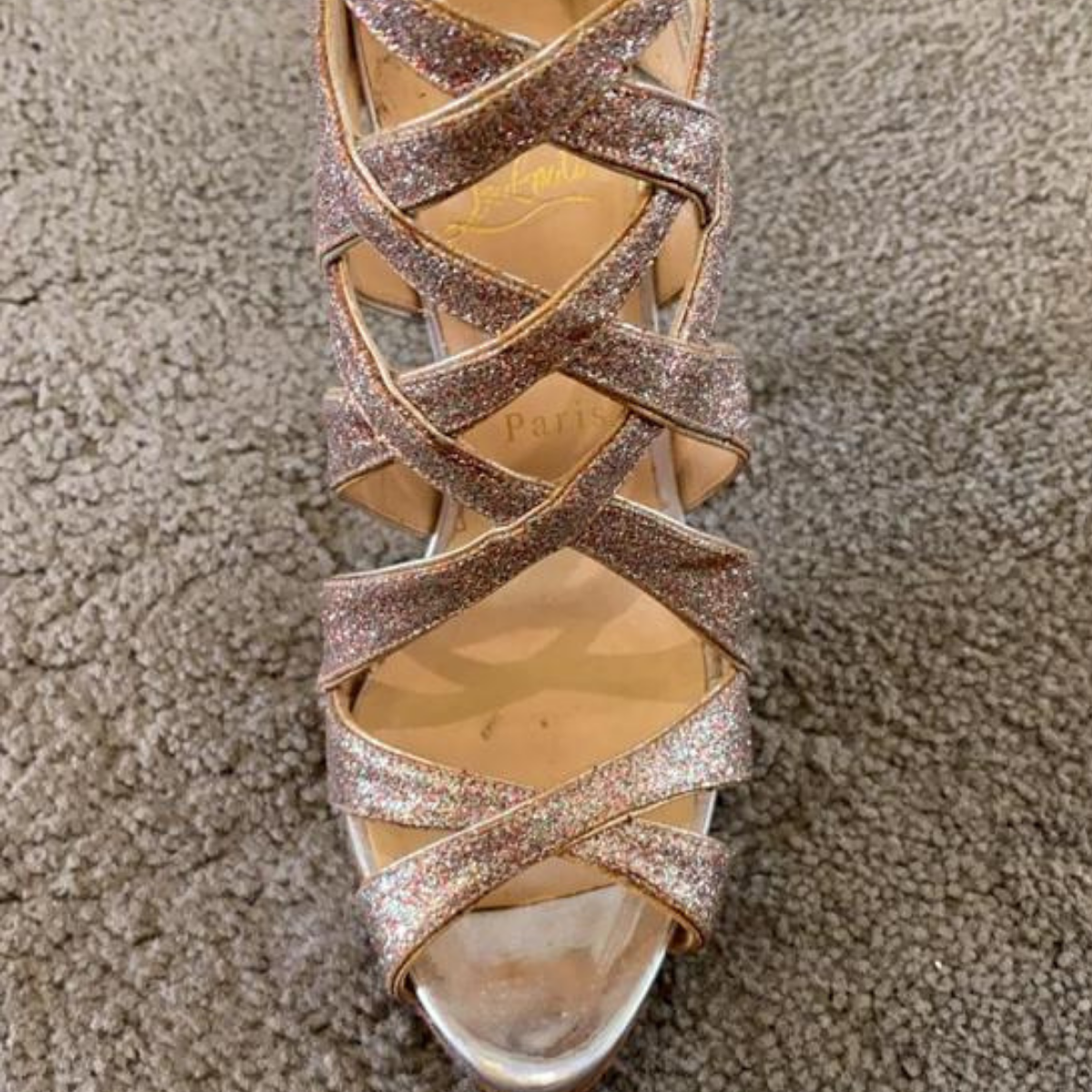 Sandália Christian Louboutin Balota Glitter Tam.