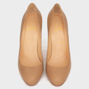 Peep Toe Louboutin Bege Couro Fosco Tam.40