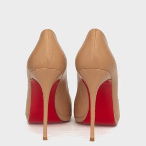 Peep Toe Louboutin Bege Couro Fosco Tam.40