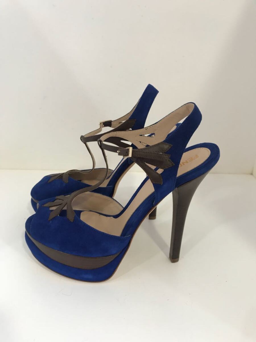 Sandalia Fendi azul com marrom, sola 38.5