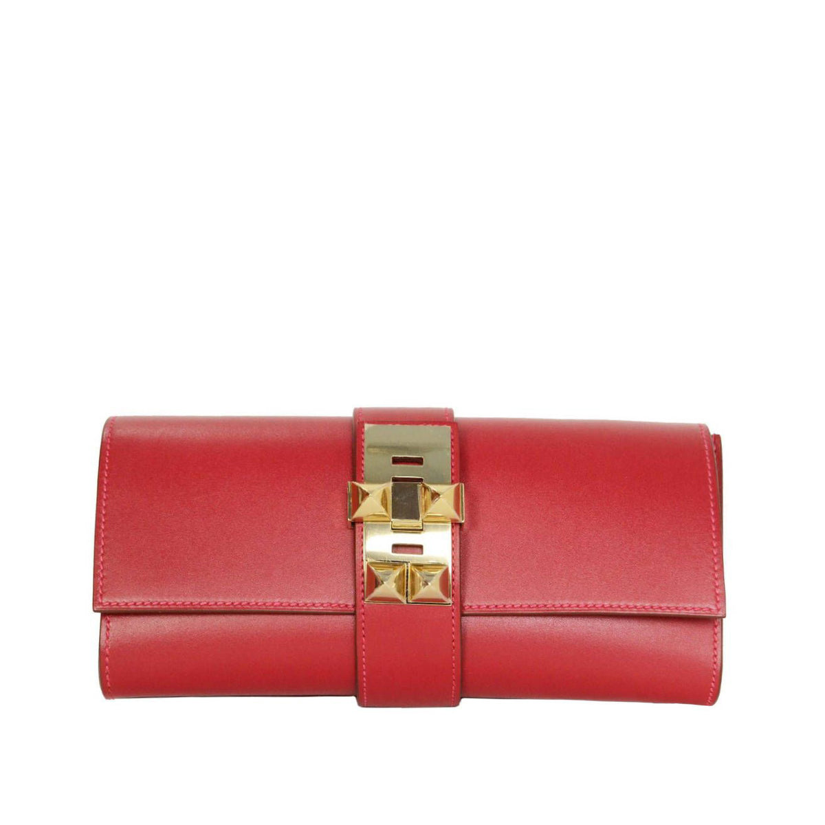 Clutch Hermès Médor Leather Vermelha 24 cm