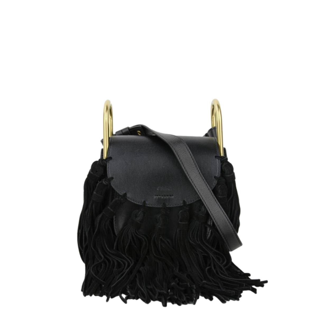 Bolsa Chloé Houdon Preta c/ Franjas Pequena