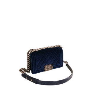 Bolsa Chanel Boy Azul Royal em Veludo