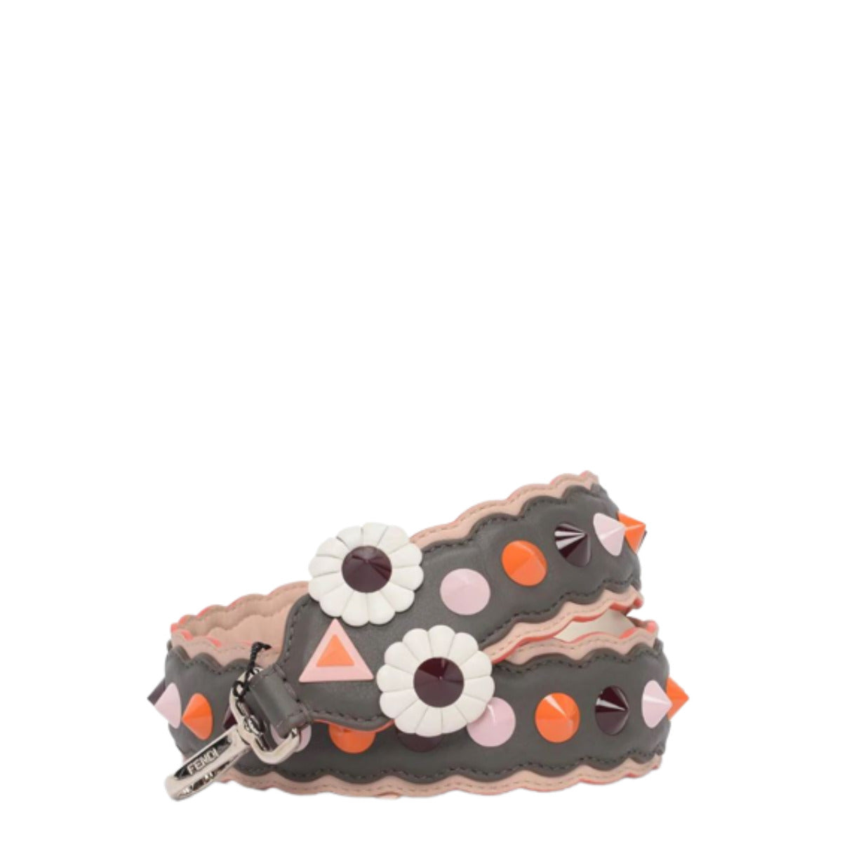Alça Fendi Cinza c/ Spikes Coloridos