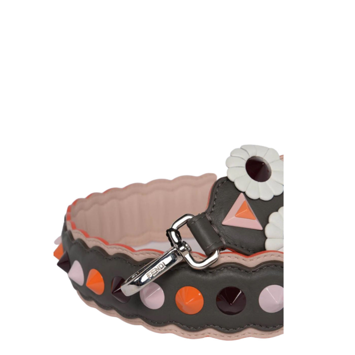 Alça Fendi Cinza c/ Spikes Coloridos