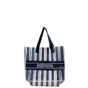 Bolsa Christian Dior Dioriviera Transparente c/ Listras Azul Marinho