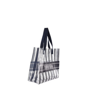 Bolsa Christian Dior Dioriviera Transparente c/ Listras Azul Marinho