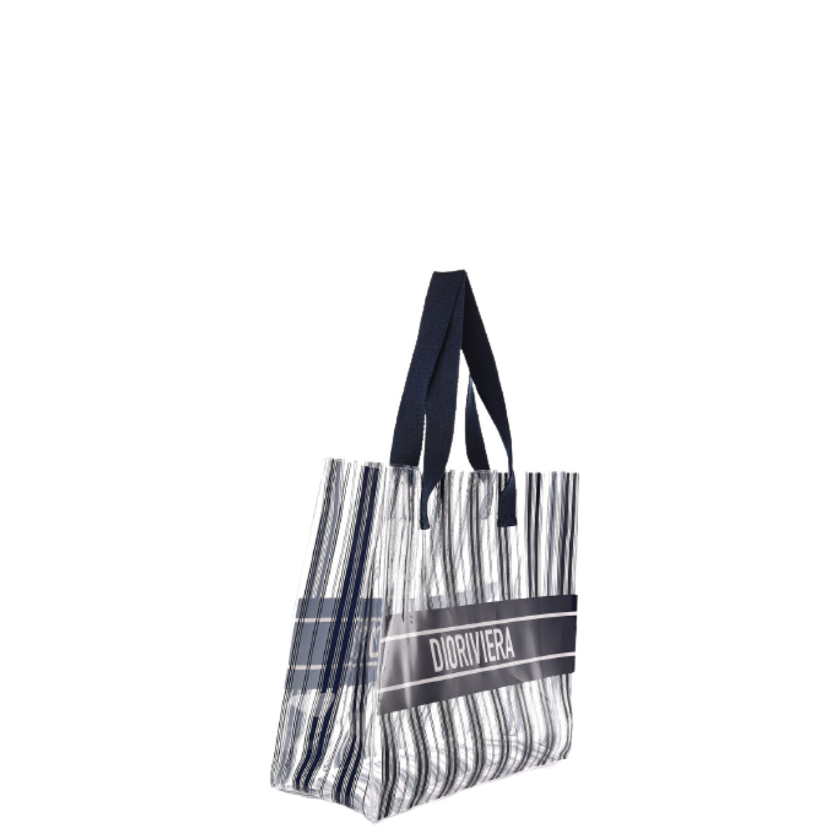 Bolsa Christian Dior Dioriviera Transparente c/ Listras Azul Marinho