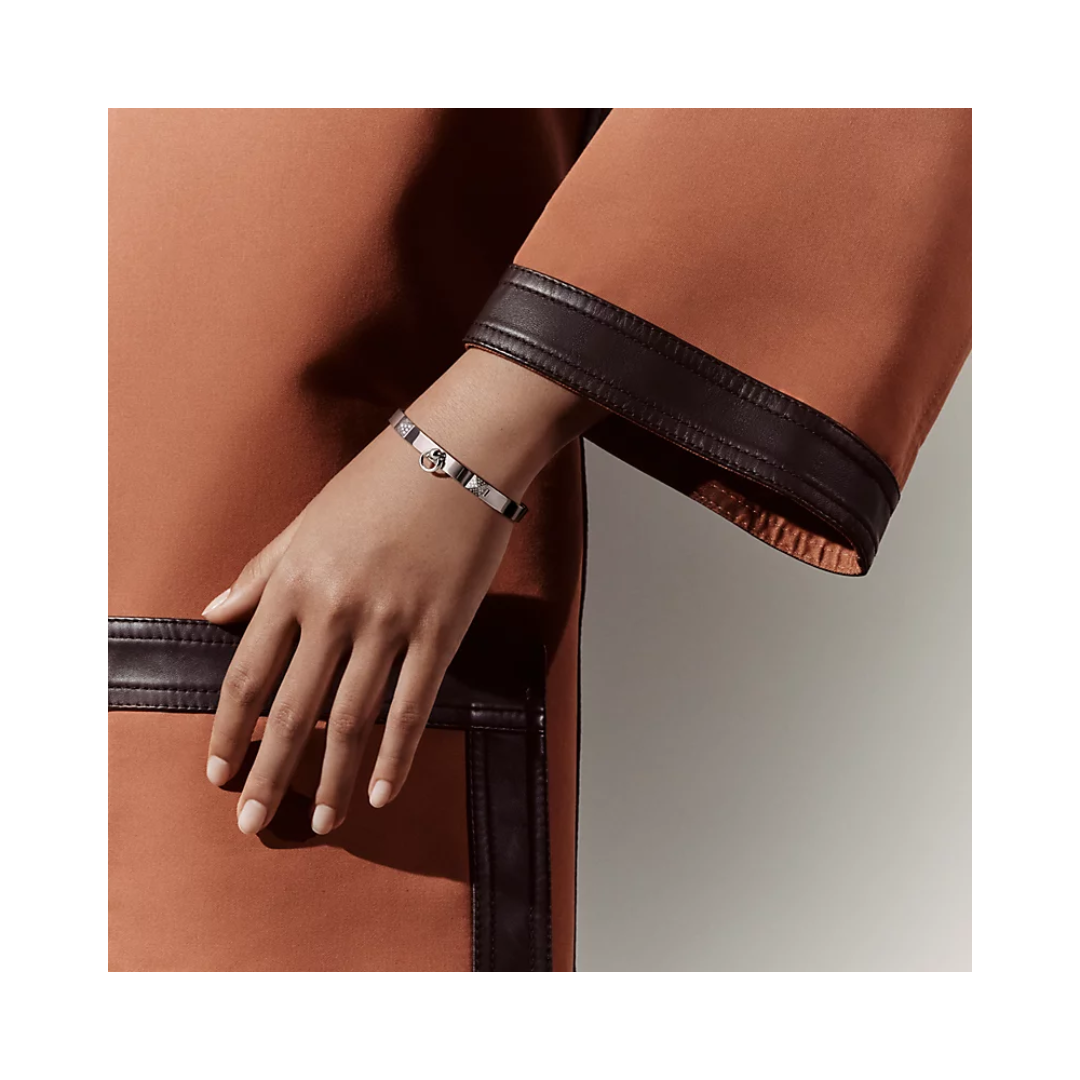 Bracelete Hermes Collier de Chien Ouro Branco