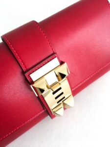Clutch Hermès Médor Leather Vermelha 24 cm