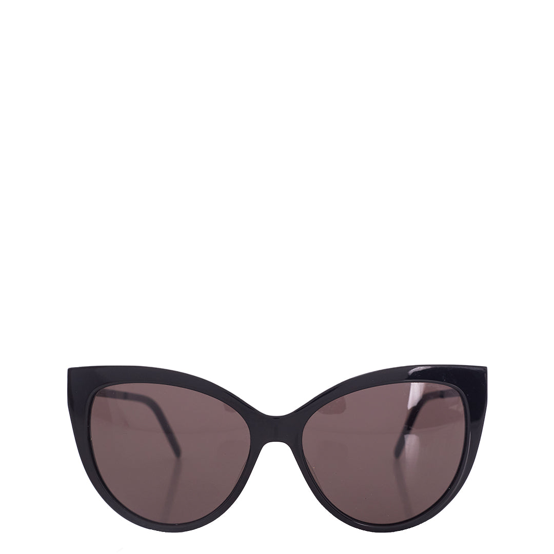 Óculos Saint Laurent Preto c/ lente arredondada e Hastes Finas