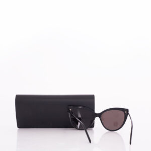 Óculos Saint Laurent Preto c/ lente arredondada e Hastes Finas