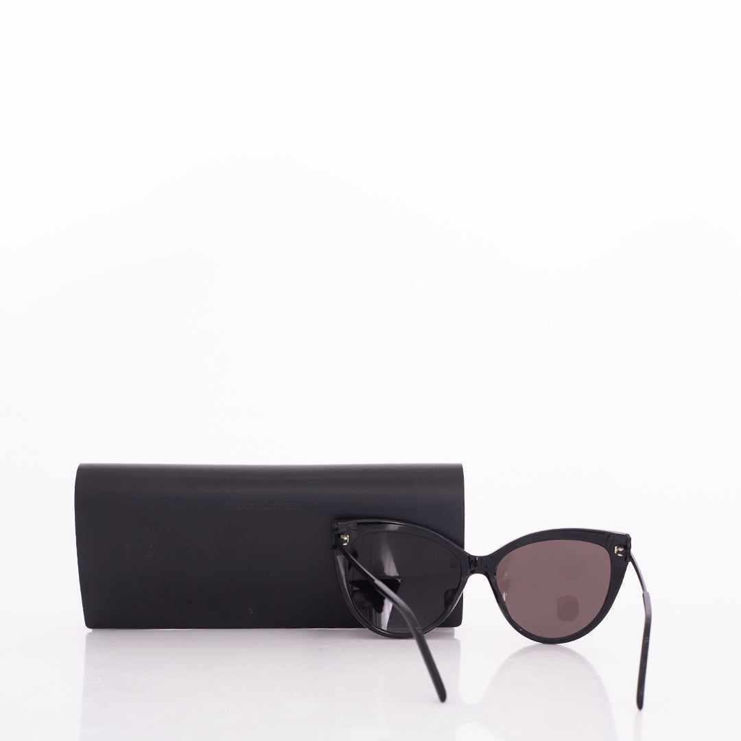 Óculos Saint Laurent Preto c/ lente arredondada e Hastes Finas