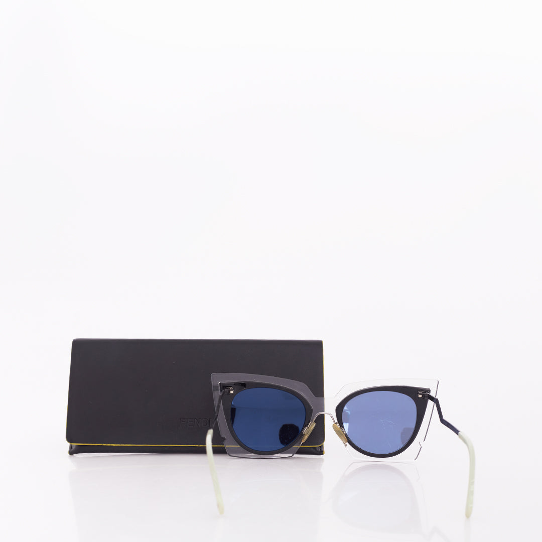 Óculos Fendi Gatinho Transparente e Preto