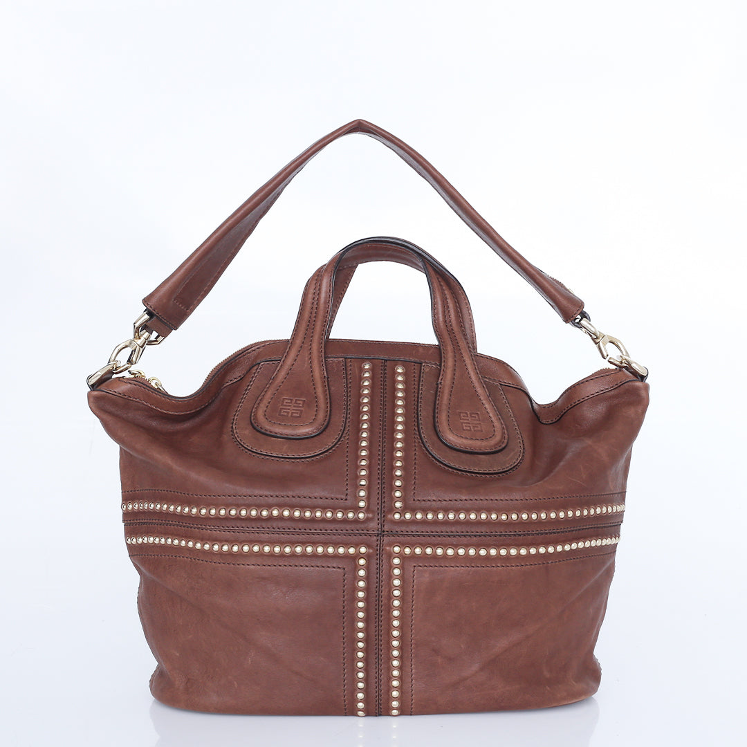 Bolsa Givenchy Vintage Marrom c/ Ferragens Douradas Grande
