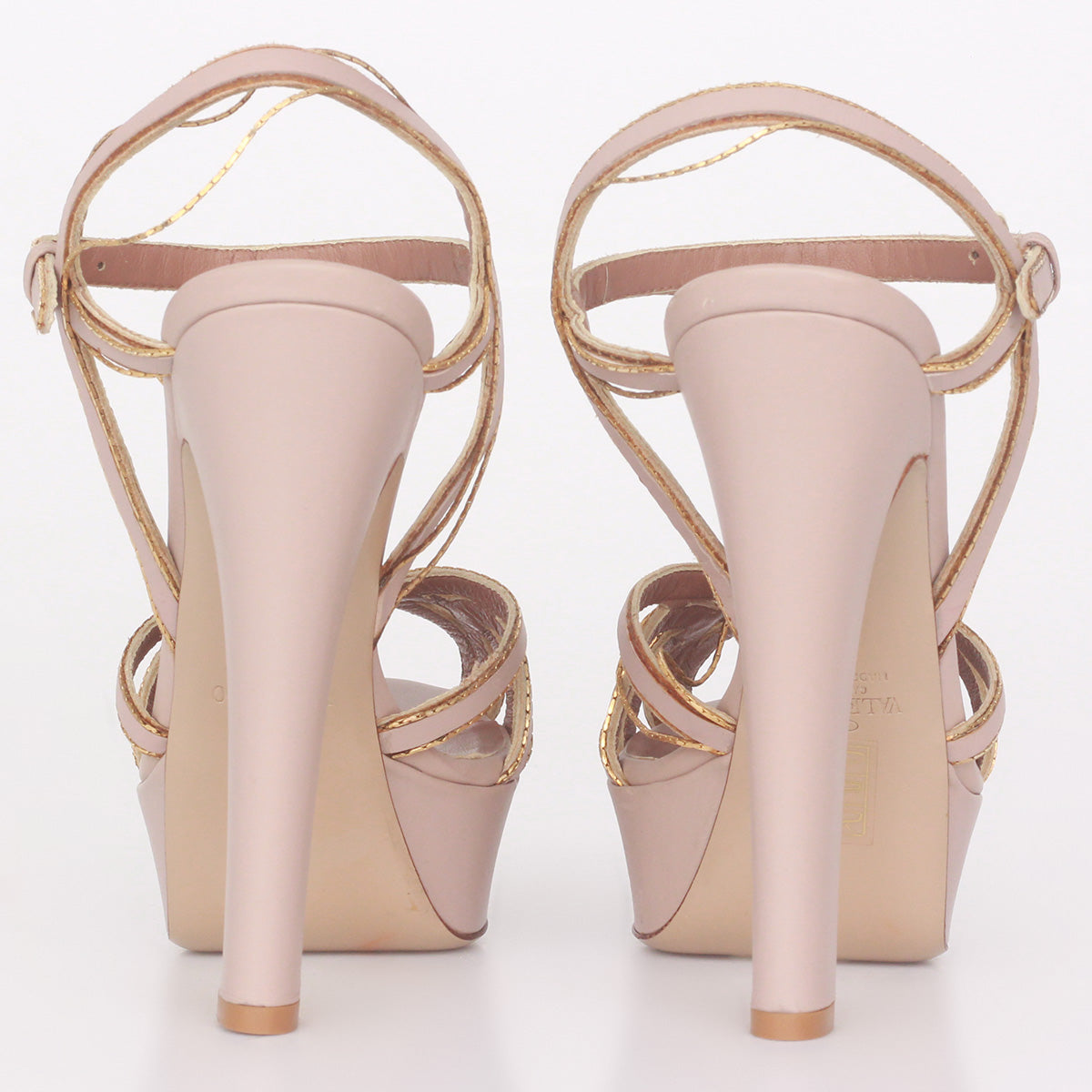Sandália Valentino Nude c/ Detalhes Dourados Tam.35,5 Br