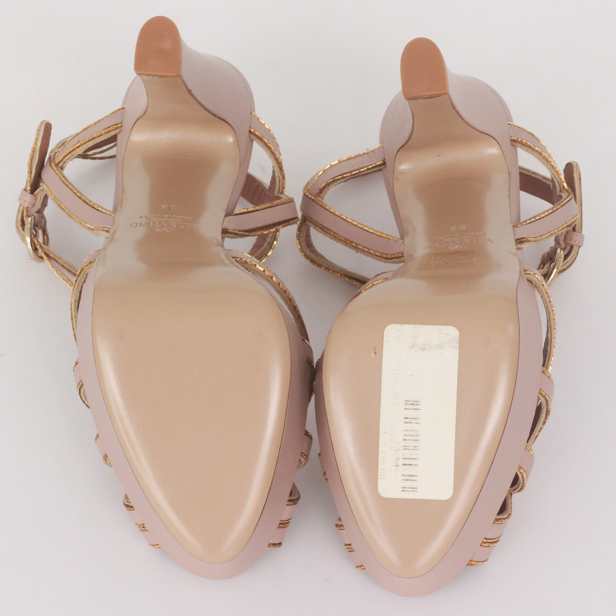 Sandália Valentino Nude c/ Detalhes Dourados Tam.35,5 Br