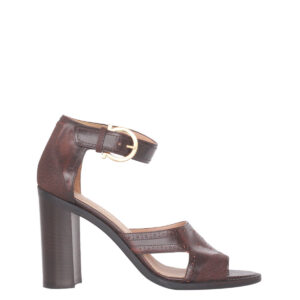Sandália Salvatore Ferragamo Marrom c/ Fivela Dourada Tam. 35,5 Br