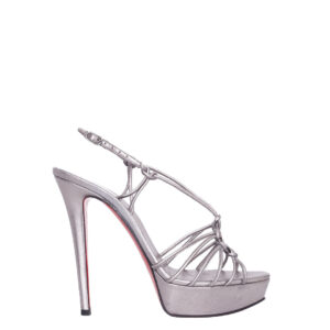 Sandália Christian Louboutin Disco Lilou 140 Prata Tam. 35 Br