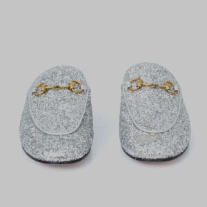 Mule Gucci Princetown Horsebit Prateado Tam. 34 Br