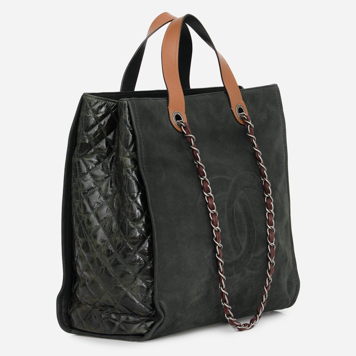 Bolsa Chanel Couro Verde Escuro Grande