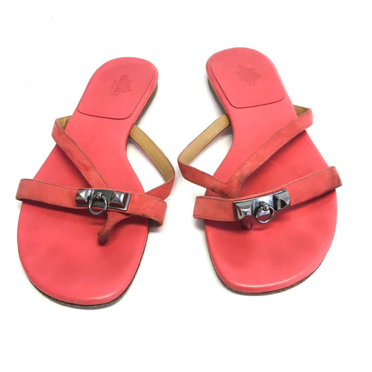 Rasteirinha Hermes Rivale Coral Tam. 36,5