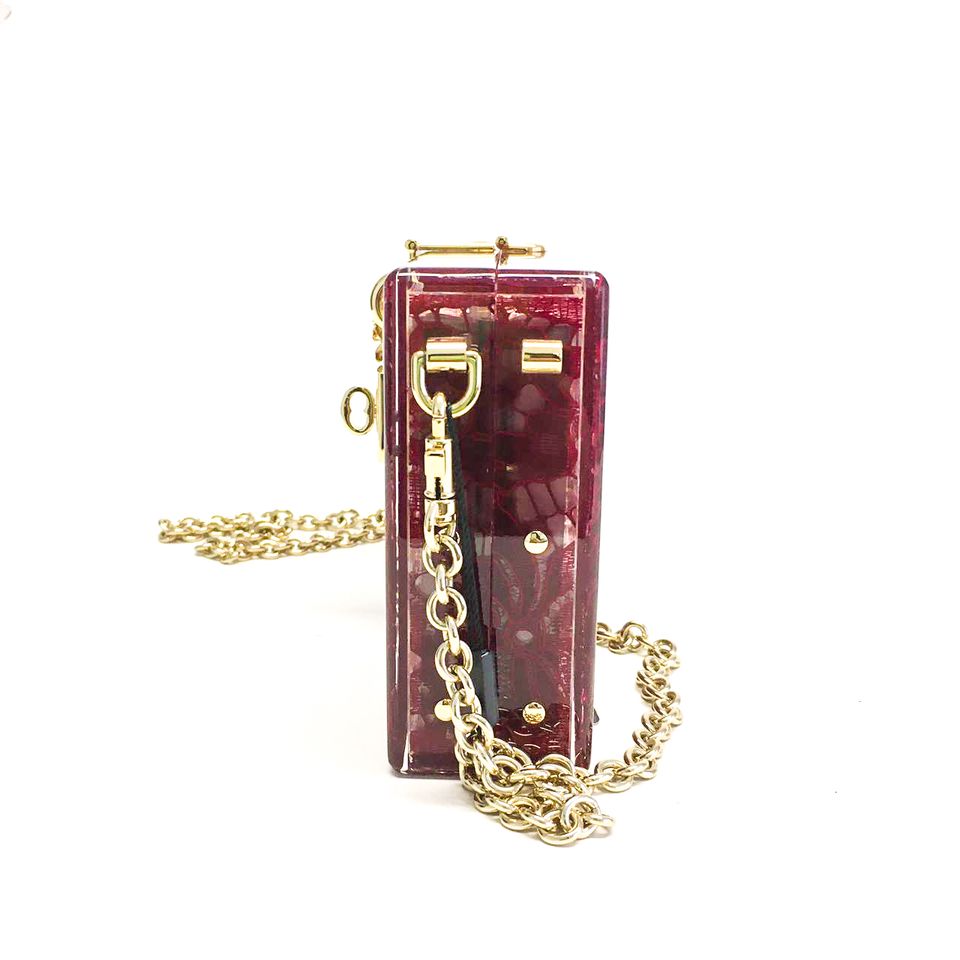 Clutch Dolce & Gabbana Belleza Box Acrilico Renda Vermelha