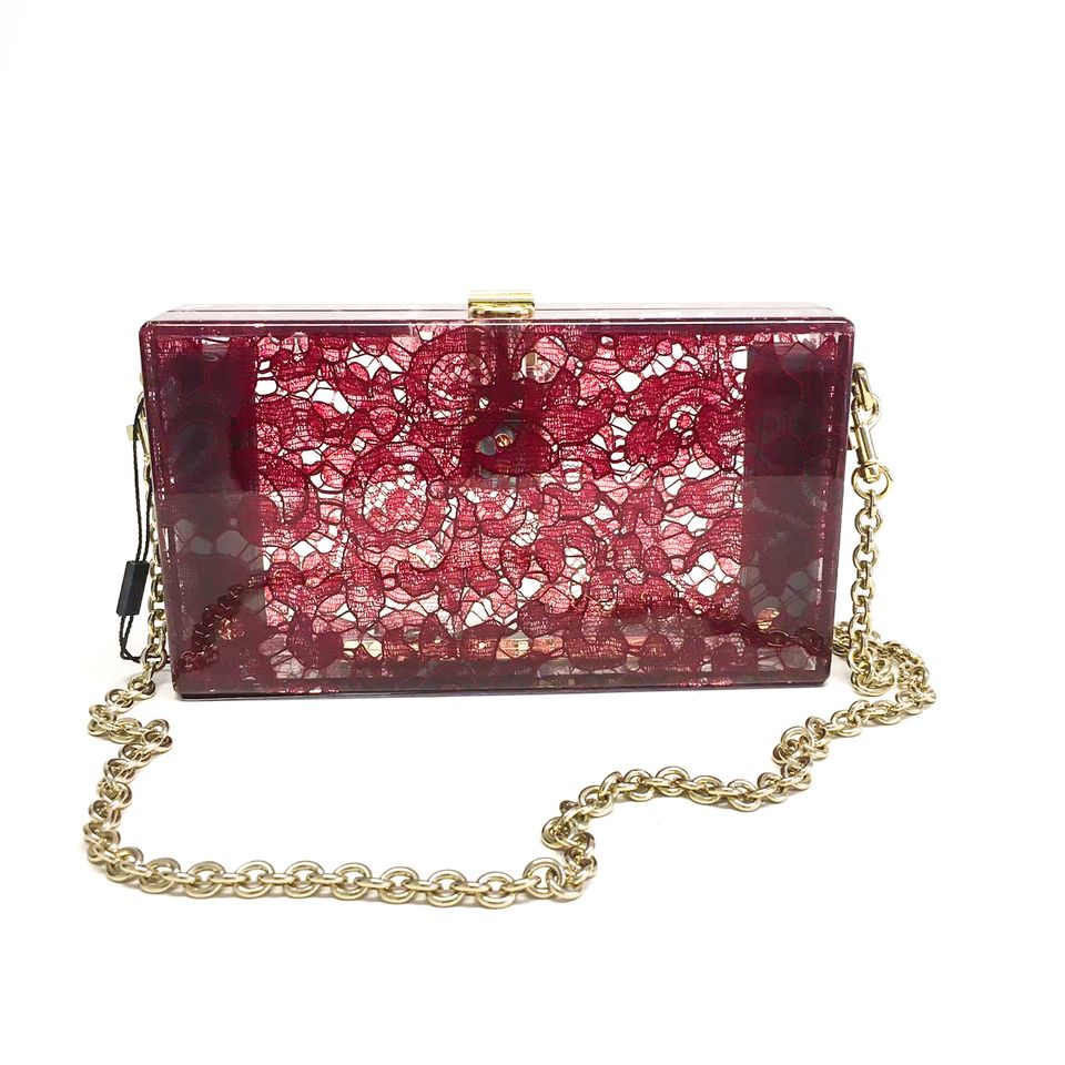 Clutch Dolce & Gabbana Belleza Box Acrilico Renda Vermelha