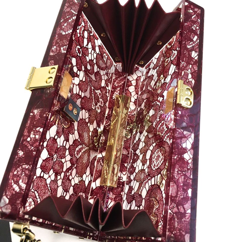 Clutch Dolce & Gabbana Belleza Box Acrilico Renda Vermelha