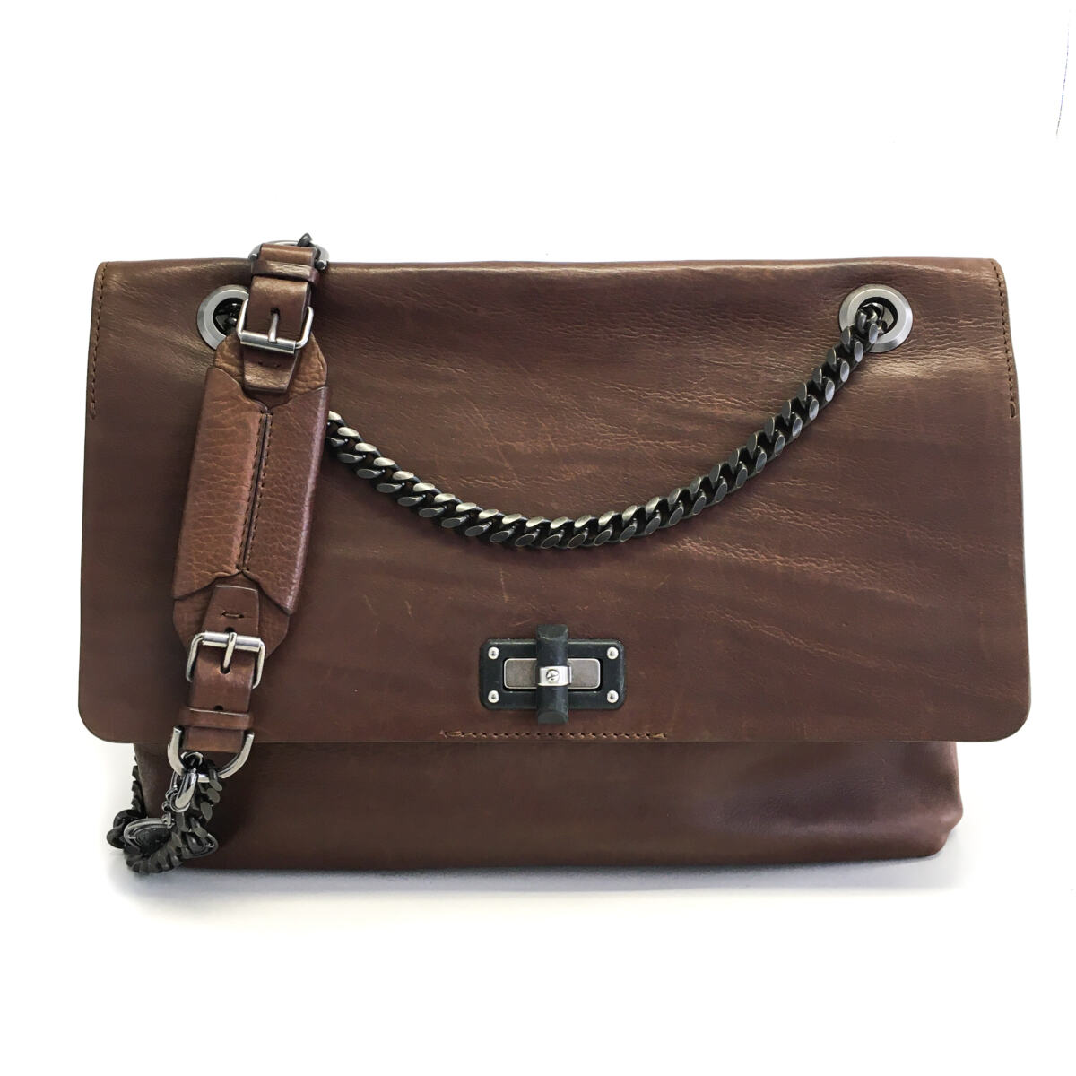 Bolsa Lanvin Marrom e Chumbo G Messenger
