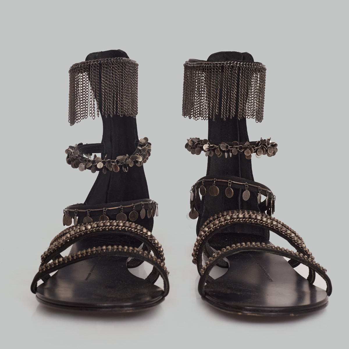 Sandália Gladiadora Giuseppe Zanotti Preta com Metais TAM. 36 BR