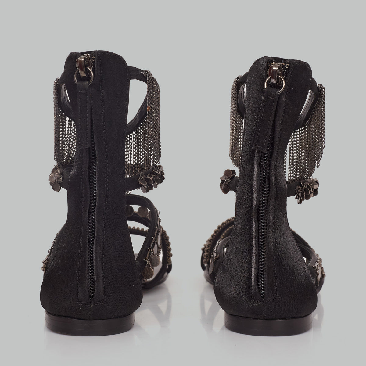 Sandália Gladiadora Giuseppe Zanotti Preta com Metais TAM. 36 BR