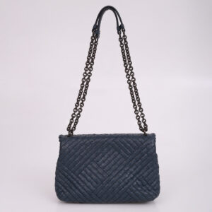 Bolsa Bottega Veneta Olimpia Intrecciato Azul Marinho