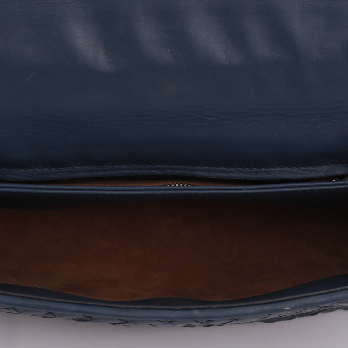 Bolsa Bottega Veneta Olimpia Intrecciato Azul Marinho