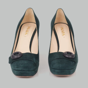 ⁠Sapato Prada Verde Escuro Tam. 38,5 Br
