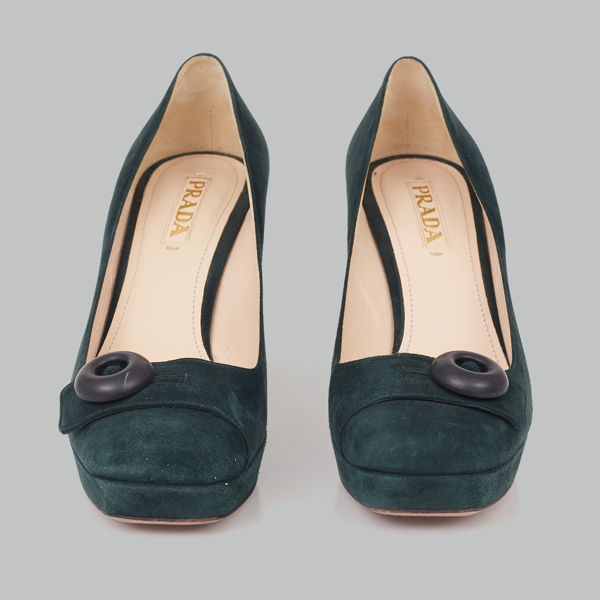 ⁠Sapato Prada Verde Escuro Tam. 38,5 Br