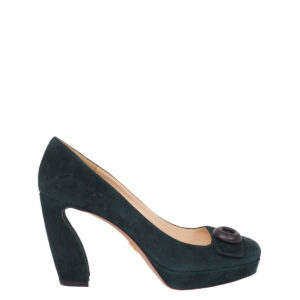 ⁠Sapato Prada Verde Escuro Tam. 38,5 Br