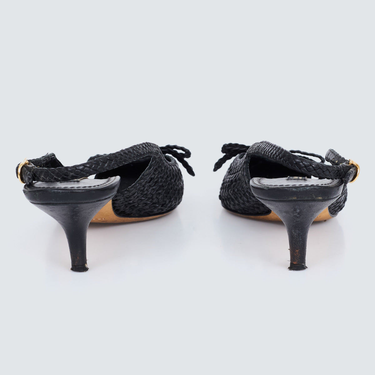⁠Scarpin Dolce & Gabbana Trançado Preto Tam. 37,5 BR