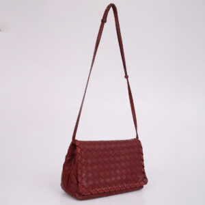 Bolsa Bottega Veneta Intrecciato Flap Vinho